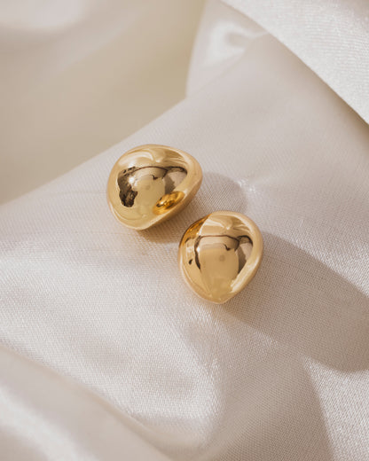 Gilded Pebble Studs  | 18KT Gold Plated 