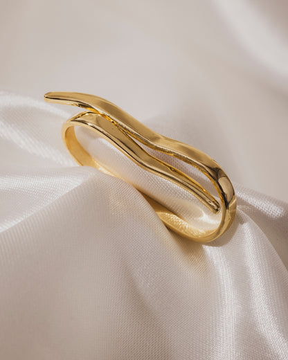 Aerial wavy dual finger ring  | 18KT Gold Plated 