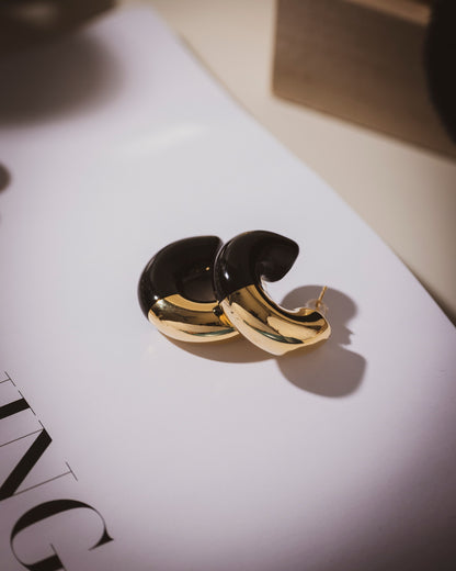 Yin Yang hoops  | 18KT Gold Plated 