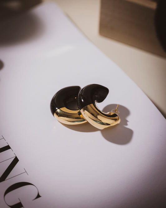 Yin Yang hoops  | 18KT Gold Plated 