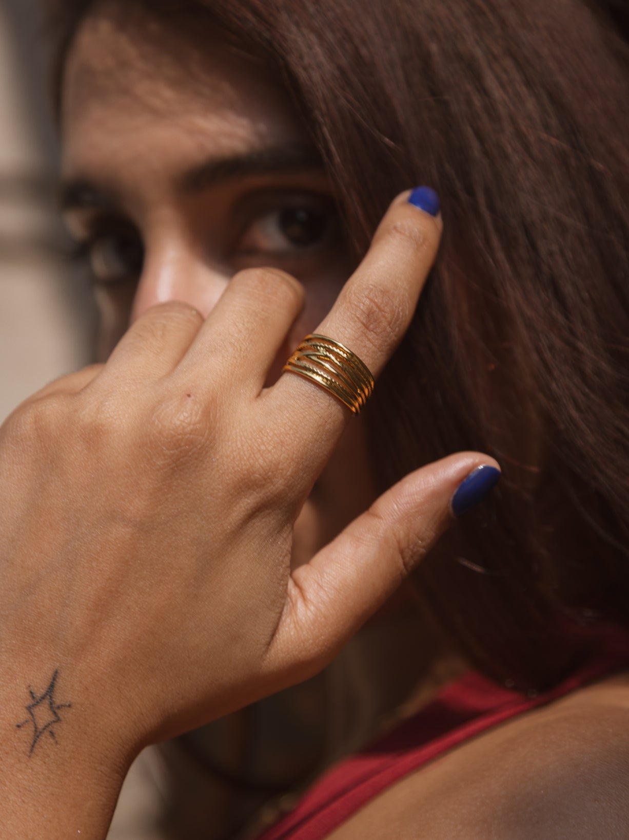 Nysaa Rope Layered ring  | 18KT Gold Plated 