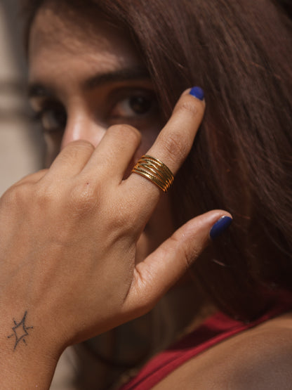 Nysaa Rope Layered ring  | 18KT Gold Plated 