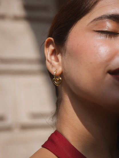 Amore Heart hoops  | 18KT Gold Plated 