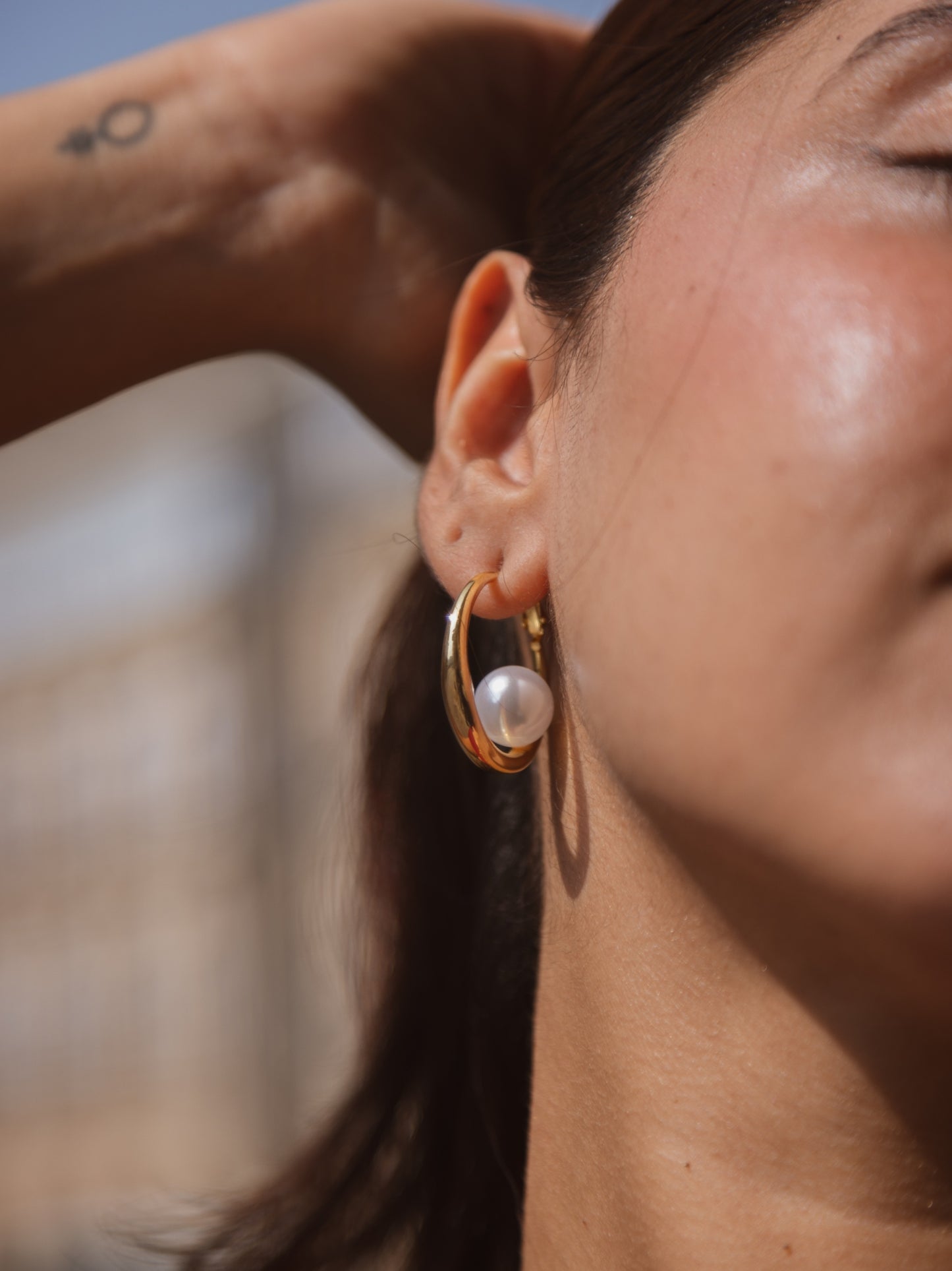 Golden Oyester Hoops  | 18KT Gold Plated 