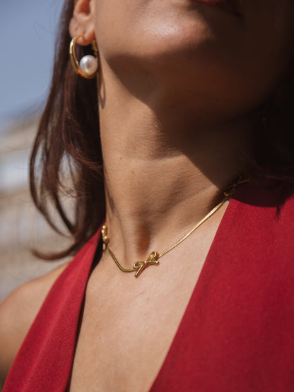 Bowtique neckpiece / Dainty bow necklace / Pookie necklace  | 18KT Gold Plated 