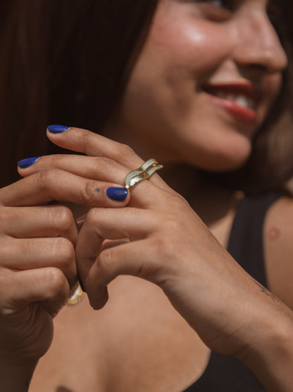 Aerial wavy dual finger ring  | 18KT Gold Plated 