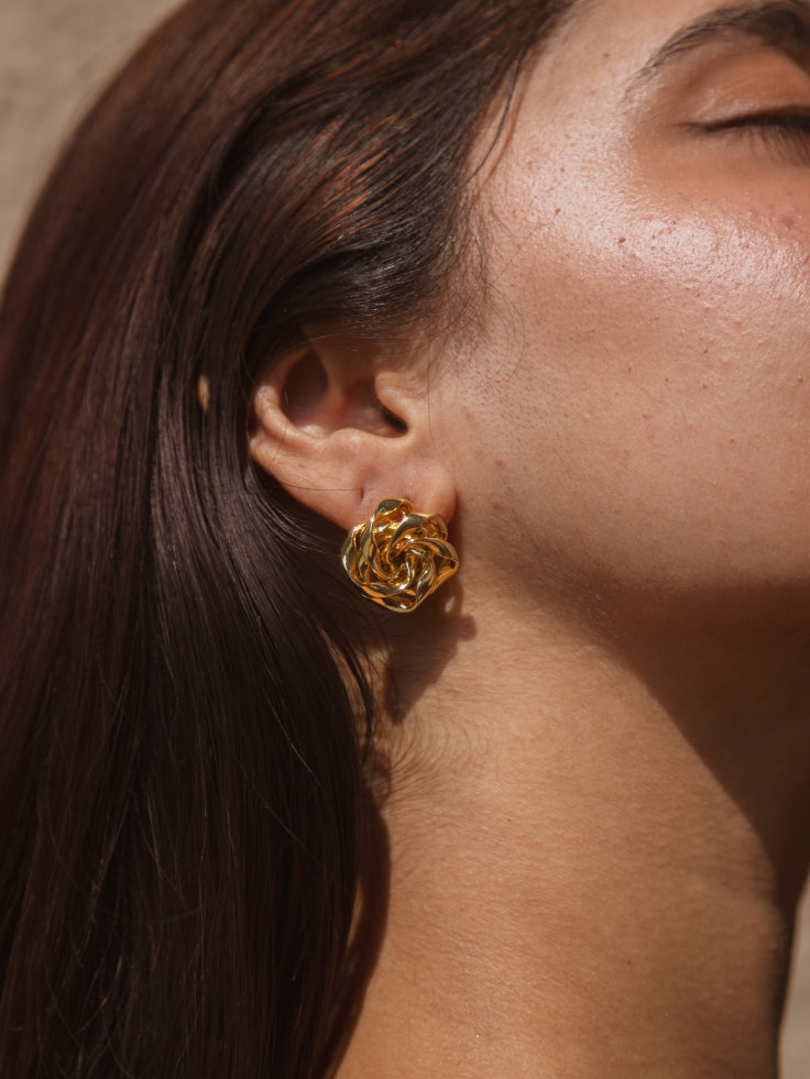 Rose Bloom Studs  | 18KT Gold Plated 