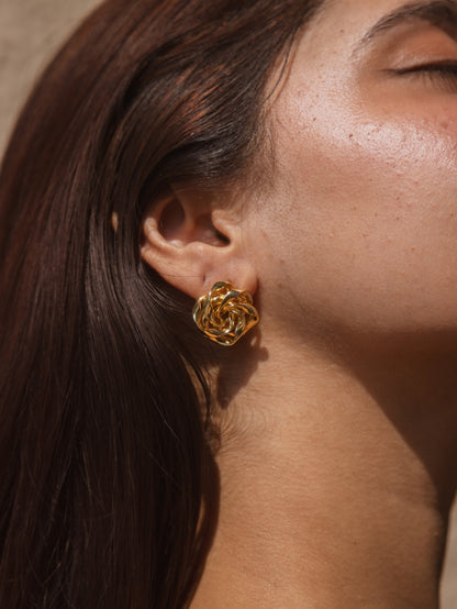 Rose Bloom Studs  | 18KT Gold Plated 