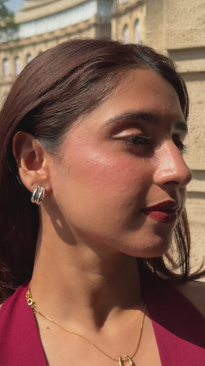 Double trouble layered huggies / silver